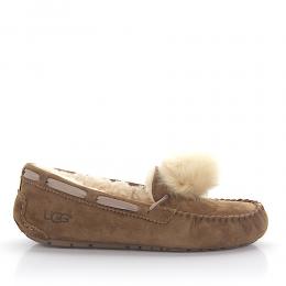 Mokassins Lammleder Bommel Logo beige