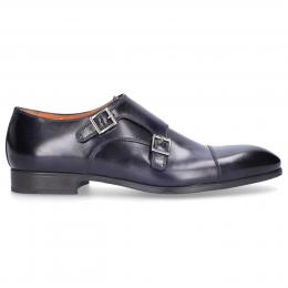 Monk Schuhe 14549 Kalbsleder blau