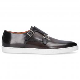 Monk Schuhe 15506 Kalbsleder Logo grau-kombi