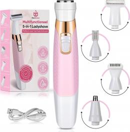 MoreWomen® 5-in-1 - Damenrasierer - Damenrasierer für Frauen - Augenbrauentrimmer - Rasierer Frau