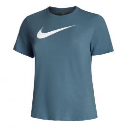 Nike Dri-Fit Swoosh T-Shirt Damen - Petrol, Weiß, Größe L