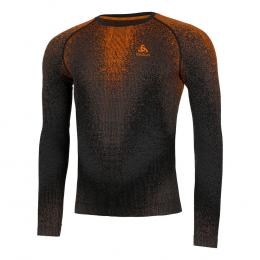 Odlo Blackcomb Eco Big Logo Top Crew Lauftop Herren - Grau, Orange, Gr&ouml;&szlig;e XXL
