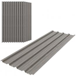 Outsunny 12er-Set verzinkte Stahlplatten, wetterbest&auml;ndig, hellgraue Holzoptik, Ma&szlig;e pro Platte 129L x 45l cm   Aosom