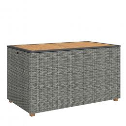 Outsunny 2-in-1 Gartenbox 450 L Polyrattan wasserdicht Auflagenbox mit FSC-Akazienholz-Deckel Gasdruckfedern Innenfutter, UV-best&auml;ndig Wetterfest Aufbewahrungsbox Kissenbox f&uuml;r Garten Pool Dunkelgrau   Aosom