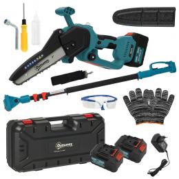 Outsunny 2-in-1 Mini Kettensäge 580W mit Akku 8000mAh Sicherheitsverriegelung 8 Zoll Handkettensäge Elektro Motorsäge für Gartenscheren Astschere Holzschneidenz   Aosom