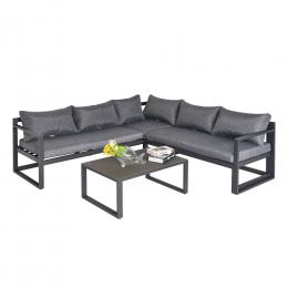 Outsunny 3-tlg. Gartengarnitur Gartenm&ouml;bel-Set 4-stufig verstellbar Gartenliege Gartenset Sitzgruppe mit Beistelltisch Sofa mit Kissen Outdoor 