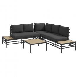 Outsunny 5-tlg. Gartenlounge Set, Gartenm&ouml;bel-Set, Gartengarnitur mit 2 Zweisitzer, Couchtisch, Ecksofa, mit Sitzkissen, f&uuml;r Terrasse, Balkon, Grau