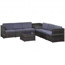 Outsunny 8-tlg. Polyrattan Gartengarnitur Gartenmöbel Garten-Set Sitzgruppe Loungeset Loungemöbel Beistelltisch als Aufbewahrungskorb  58 x 58x 37cm
