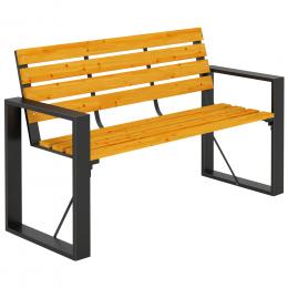 Outsunny Gartenbank 2-Sitzer Wetterfest Holzbank mit Lamelldesign Armlehnen, Holz Sitzbank bis 240 kg Balkonbank f&uuml;r 2 Personen, Garten Bank f&uuml;r Garten Balkon Terrasse 136 x 54 x 82 cm Naturholz   Aosom