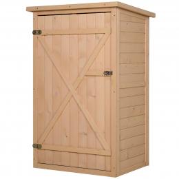 Outsunny Gartenhaus Ger&auml;tehaus Ger&auml;teschuppen mit Regalb&ouml;den Ger&auml;teschuppen Lagerschuppen f&uuml;r Garten Tanne Naturholz 75 x 56 x115 cm   Aosom.de
