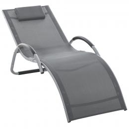 Outsunny Gartenliegen mit Kissen Sonnenliege Relaxliege ergonomisch Aluminium Texteline Grau 160 x 60 x 65 cm