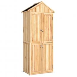Outsunny Gartenschrank Holz Ger&auml;teschuppen 82x50x190cm Ger&auml;teschrank mit Asphaltdach 4 Magnetet&uuml;ren 2 abnehmbar Ablagen Kippschutz, Abschlie&szlig;bar Ger&auml;tehaus Gartenschuppen f&uuml;r Garten Terrasse Naturholz   Aosom