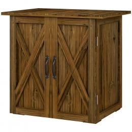 Outsunny Gartenschuppen, Holz-Ger&auml;teschrank, Wetterfester Werkzeugschuppen, Ger&auml;teschuppen mit Doppelt&uuml;r, f&uuml;r Garten, Balkon, Braun, 77 x 55 x 72 cm