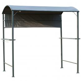 Outsunny Grillpavillon Flammschutzdach BBQ-Pavillon 2 Ablagen Polyester Schwarz 218x138x216cm   Aosom.de