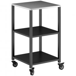 Outsunny Grillwagen 3-Etagen Grilltisch mit Edelstahl Arbeitsfl&auml;che Rollen mobiler Servierwagen Outdoor Beistelltisch Grill Trolley f&uuml;r BBQ 50 x 50 x 90 cm Schwarz   Aosom