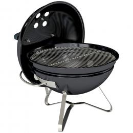 Outsunny Holzkohlegrill BBQ Smoker mit Deckel Griff Tragbarer Kugelgrill mit verstellbaren L&uuml;ftungsschlitzen Kohlegrill f&uuml;r Barbeque Camping, Terrasse, Garten 41 x 41 x 44 cm Schwarz   Aosom