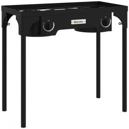 Outsunny Kocher 2 Propangasbrenner Tragbarer Gaskocher 150.000 BTU/h mit 2 abnehmbaren Füßen für den Außenbereich, Camping, gegossenes Metall, Abmessungen 79L x 40B x 73H cm   Aosom