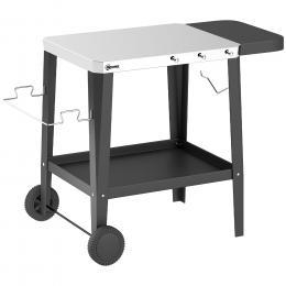 Outsunny K&uuml;chenwagen mit Rollen, Servierwagen, Rollwagen mit Haken, Papierrollenhalter, M&uuml;llsackst&auml;nder, K&uuml;chenhilfe, BBQ Grilltisch aus Edelstahl K&uuml;chentrolley, 115 x 67,5 x 80,5 cm Schwarz   Aosom
