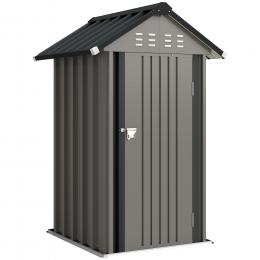 Outsunny Metall Ger&auml;tehaus 1,17 m², Ger&auml;teschuppen mit Satteldach L&uuml;ftung Schloss Handschuhen, 122 x 121 x 192 cm, wetterfest Gartenhaus Outdoor Schuppen f&uuml;r Garten Terrasse Hinterhof Hellgrau   Aosom
