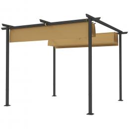 Outsunny Pergola 3x3m Garten Pavillon Terrassendachung aus Metall, Gartenpavillon mit Verstellbares Dach, UV Schutz 30+ Freistehender Sonnenschutz f&uuml;r Terrasse und Garten, Beige   Aosom