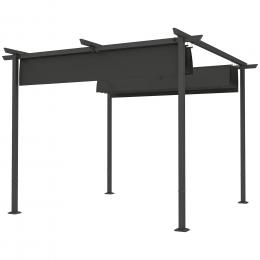 Outsunny Pergola 3x3m Garten Pavillon Terrassendachung aus Metall, Gartenpavillon mit Verstellbares Dach, UV Schutz 30+ Freistehender Sonnenschutz f&uuml;r Terrasse und Garten, Dunkelgrau   Aosom