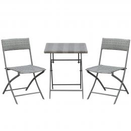 Outsunny Polyrattan Bistroset 2 Personen Sitzgruppe grau, Gartenm&ouml;bel aus Rattan f&uuml;r Balkon & Terrasse   Aosom.de