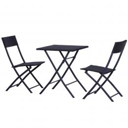 Outsunny Polyrattan Bistroset für 2 Personen Sitzgruppe Rattan Gartenmöbel Set Garnitur Schwarz