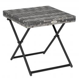 Outsunny Polyrattan Gartenmöbel klappbar Gartentisch Couchtisch Falttisch Metall Grau 40 x 40 x 40 cm