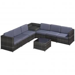 Outsunny Polyrattan Lounge Set 8-teilig inkl. Kissen