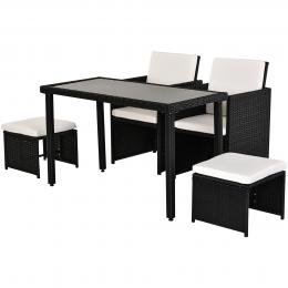 Outsunny Polyrattan Sitzgruppe Essgruppe Gartenset Garnitur 11 tlg. mit Kissen Schwarz