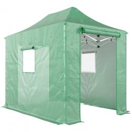 Outsunny Pop Up Gew&auml;chshaus ca. 200x300x270 cm Faltbar Foliengew&auml;chshaus mit Satteldach, aufrollbaren Rei&szlig;verschlusst&uuml;ren und -fenstern, Tomatenhaus Folientunnel aus PE, stabiles Pflanztunnel Gr&uuml;n   Aosom