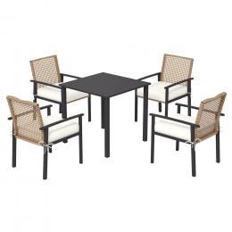 Outsunny Rattan Sitzgruppe 5-tlg Gartenm&ouml;bel Set f&uuml;r 4 Personen Balkonset mit Tisch St&uuml;hlen & Kissen f&uuml;r Terrasse   Aosom.de