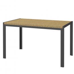 Outsunny Rechteckiger Gartentisch, Esstisch f&uuml;r 4 Personen aus Metall und Tischplatte aus geflochtenem PE-Rattan Harzimitat, Ma&szlig;e 120L x 70B x 72H cm beige   Aosom