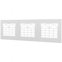Outsunny Seitenteil mit Fenster, Seitenwand für Pavillon ca. 6 x 2 m Seitenplane Ersatzwand für Partyzelt, Weiß