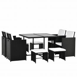 Outsunny Sitzgruppe 8 Personen Polyrattan Gartenset Sitzgarnitur Schwarz   Aosom.de