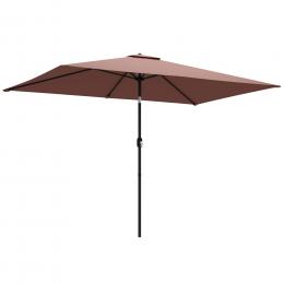 Outsunny Sonnenschirm 300 x 200 cm neigbar Balkonschirm mit Kurbel Schutzh&uuml;lle, UV Schutz, Rechteckig Gartenschirm windfest stabil Marktschirm Sonnenschutz f&uuml;r Garten Balkon Terrasse Braun   Aosom