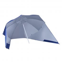 Outsunny Sonnenschirm mit Windschutz  2 in 1 Strandschirm & Strandmuschel, Blau, Φ210xH222cm  Aosom