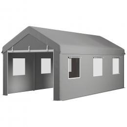 Outsunny Tente Garage Carport 6L x 2,95B x 2,78H m robustes feuerverzinktes Stahlgestell, wasserdichte, UV-best&auml;ndige PE-Abdeckung 160 g/m², 2 abnehmbare einrollbare T&uuml;ren und 6 Fenster   Aosom