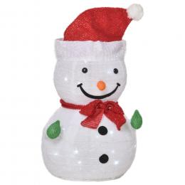 Outsunny Weihnachtsdekoration Schneemann mit LED-Lichter Modell Garten Hof Dekoration faltbar wetterfest Polyester Grün+Rot+Weiß Ø30 x 51 cm