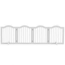 PawHut 4 tlg. Hundegitter faltbar, Türschutzgitter Hund, Hunde absperrgitter, Holz, Weiß   Aosom.de