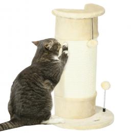PawHut Ecke Kratzstamm 58 cm  Kratzsäule für Katzen mit Kratzball, aus Sisal, Cremeweiß  Aosom.de