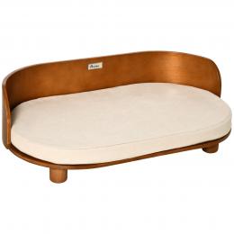 PawHut Haustiersofa Hundesofa mit Kissen Erhöhtes Katzensofa Hundecouch Hundebett mit Kissen Indoor weich Mehrschichtenplatte  71 x 42,5 x 23 cm