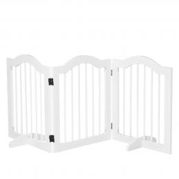 PawHut Hunde Absperrgitter Schutzgitter Hundegitter Konfigurationsgitter 3-teilig mit zwei Stützfüßen stabil faltbar MDF Weiß 154,5x29,5x61 cm