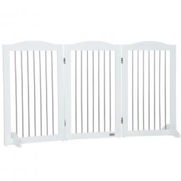 PawHut Hunde Absperrgitter Türschutzgitter klappbar Hundegitter Ständer 3 Platten Treppenschutzgitter Weiß 154x30x80cm   Aosom