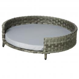PawHut Hundebett  Komfortables Hundekorb & Katzenbett mit Kissen, Rattan, für mittelgroße/kleine Hunde, Grau, 75x75x20cm  Aosom.de