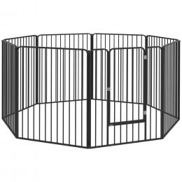 PawHut Hundebox f&uuml;r kleine, mittelgro&szlig;e und gro&szlig;e Hunde, 8 modulare Paneele f&uuml;r Innen und Au&szlig;en, Hundegitter aus Stahl mit 9 Bodenankern, 164x164x100 cm, Schwarz   Aosom