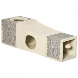 PawHut Katzentunnel mit Spielball  Katzenspielzeug, Spieltunnel aus Sisal, Braun+Beige, 98x30x30 cm  Aosom.de