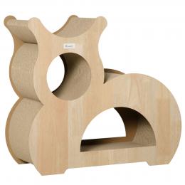 PawHut Kratzbrett für Katzen Kratzpappe für Katzen Kratzpappe Kratzmatte Kratzspielzeug Lounge Katzenspielzeug Kratzschutz für Sofa Naturholz+Braun