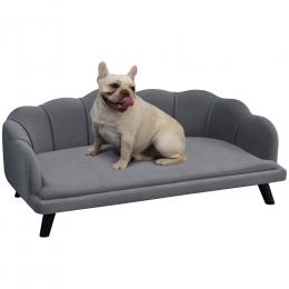 PawHut Luxus-Hundesofa R&uuml;ckenlehne Holzbeine Dunkelgrau 98,5x60,5x35,5cm   Aosom