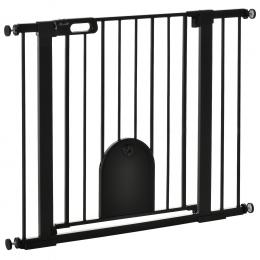 PawHut T&uuml;rschutzgitter Treppenschutzgitter Hunde Absperrgitter Schutzgitter f&uuml;r Haustier Hundegitter Klemmbefestigung Stahl Schwarz 75-103 x 76 cm   Aosom